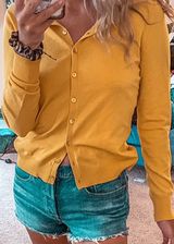 Boutique Yellow Button Up Top Photo 0