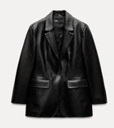 Black Leather Blazer Jacket Photo 0