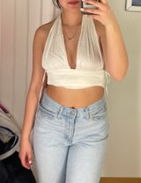 ZARA White Silk Tie Back Top Photo 0