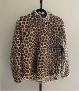Abercrombie & Fitch Sherpa Half-Zip Leopard Print Pullover Large Photo 0