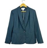 JONES NEW YORK SUIT Woman Black Gray Striped Blazer Jacket Size 14 Photo 0