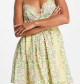 ASOS DESIGN Petite lace trim button up cami sundress in micro floral print Photo 0