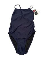 TYR One Piece Swimsuit Sz 34 Blue Solid Diamondfit-250 Hrs Performance UPF 50+ Photo 0