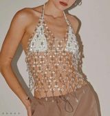 Peppermayo Crystal Embellished Crop Top - Silver and White Photo 0