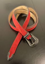 Rebecca Minkoff Red Suede & Leather Western Belt Photo 0