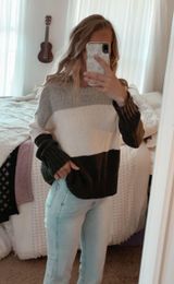 American Eagle grey block stripe sweater Photo 0