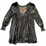 Free People Mohave Embroidered Mini Dress Black Long Sleeves (Size SP) Photo 0