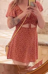 LA Hearts Red Floral Cut Out Mini Dress S  Photo 0