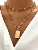 Boutique 2pc Gold Bar Chain Necklace  Photo 0