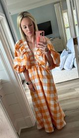 Orange & White Gingham Sundress Photo 0