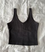 Dark Gray Rib Knit Cropped Tank Photo 0