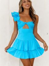 Hello Molly Ruffle Mini Dress blue Photo 0