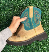 ARIAT Women’s Tan and Blue Suede Leather Fatbaby Boots Sz 6B Photo 0