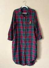 LAUREN RALPH LAUREN | Plaid Flannel Button Down Maxi Dress Sz L Red Size L Photo 0