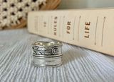 Rose Chunky Silver Ring Vintage “Bellerose” Floral Bohemian Whimsigoth Earthy Swirl Jewelry Photo 0
