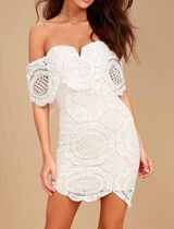 Lulus dress! White lace off The shoulder mini dress size small! Photo 0