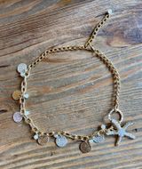 Ocean/Mermaid/Starfish Gold Statement Necklace, Faux Pearls Photo 0