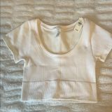 White Ribbed Crop Top Photo 0