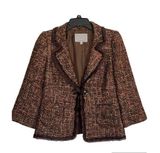 Classiques Entier  Cropped Blazer Jacket Brown Rust Small Tweed Wool Blend Photo 0