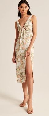 cinched neck slip midi dress Abercrombie & Fitch Cinched Neck Slip Midi Dress