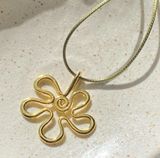 Handmade Kawaii cute retro y2k style gold tone big flower necklace 💐🌀💓 Photo 0