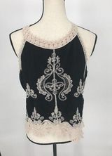 Ultra Pink Womens Embroidered Crochet Lace Tank Top Black Size Medium Photo 0