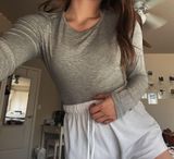 Grey Tie Back Crop Top Gray Size M Photo 0