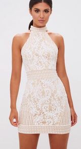 Pretty Little Thing White And Nude Mini Dress Photo 0