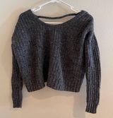 Ruby Moon Cropped Speckled Grey Open Back Sweater Photo 0