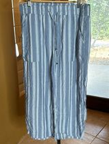 Abercrombie & Fitch Wide Leg Pants Striped Drawstring Waist Pull On Pants Sz XL Photo 0