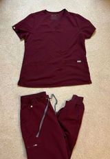 Burgundy FIGS Scrubs Set Photo 0