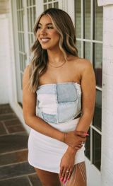 These Three Boutique patchwork denim top Photo 0