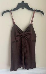 Vintage Mezzo Brown pleated bow cami top Photo 0