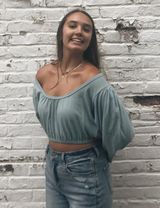 Urban Outfitters Blue Long Sleeve Crop Top Photo 0
