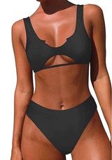 Cut out Under Boob Bikini Black Photo 0