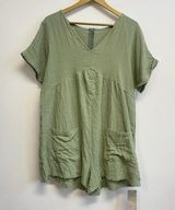 NWT Emery Rose Green Gauze 100% Cotton Romper Size XL Photo 0