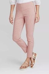 A New Day Peach High Rise Gingham Ankle Pants Photo 0