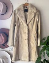 Vintage ADLER COLLECTION Tan fur lined suede leather coat SIZE XL penny lane Photo 0