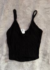 destined Black Ribbed Vneck Tank Top Photo 0