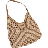 Woven Straw Tote Bag Adjustable Strap & Magnetic Closure boho festival coastal Brown Photo 0