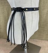 Coldwater Creek Skinny Leather Studded Fringed Belt That Ties S/M Photo 0
