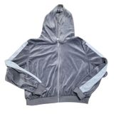 Gray‎ Velour Track Jacket Hooded Full Zip 90's Y2K Streetwear Gorpcore Retro Gray Size L Photo 0