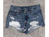 Levis 501 Shorts Women Size 29 Blue Denim Cutoff Distressed Button Fly Casual Photo 0