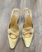 Stuart Weitzman  Cream Croc Slide‎ Kitten Heels  size 36 Photo 0