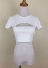 ZARA Ribbed Cut-out Crop Top White Photo 0