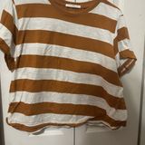Tan and Brown Short Sleeve Boxy T-Shirt Photo 0