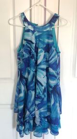 Studio One Ruffled Blue Floral Dress Photo 0