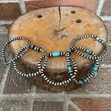 5mm Navajo Style Pearl and Turquoise Bracelet Set Silver Photo 0