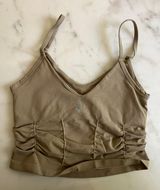 Good Karma Ruched Bra Tank Top Neutral Tan Cream Photo 0