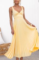 Toperth Pleated Midi Deress Yellow Size M Photo 0